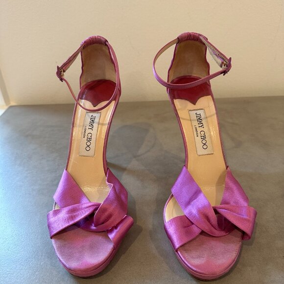 Jimmy Choo Pink Satin Sandals - Picture 6 of 7